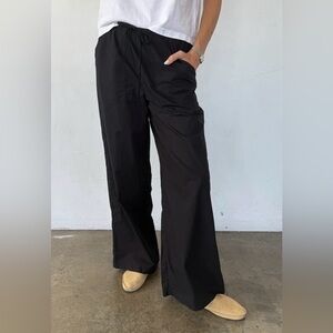 NWT Ciao Lucia Margaret Black Cotton Poplin Wide Leg Pant in size L